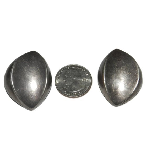 Vintage Bayanihan Sterling Silver Clip On Earrings Abstract Hollow 17.6 G Signed - Picture 6 of 10